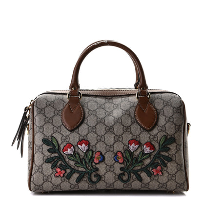 Gucci GG Supreme Monogram Floral Embroidered Small Boston Brown 1 of 9
