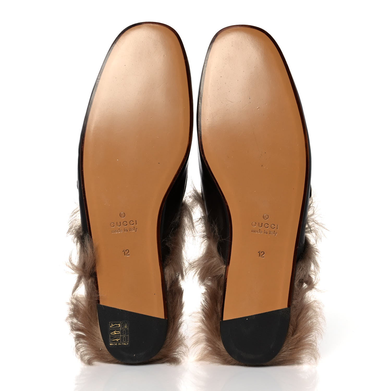 Gucci Goatskin Fur Web GG Mens Princetown Slippers 12 Cocoa 5 of 7