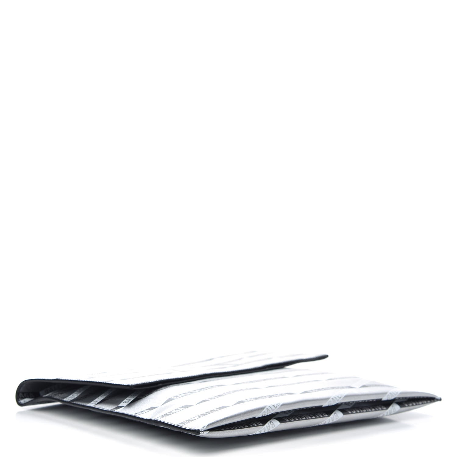 Balenciaga Metallic Calfskin Losange Monogram Plastic Bag Shopper S Silver Black White 4 of 9