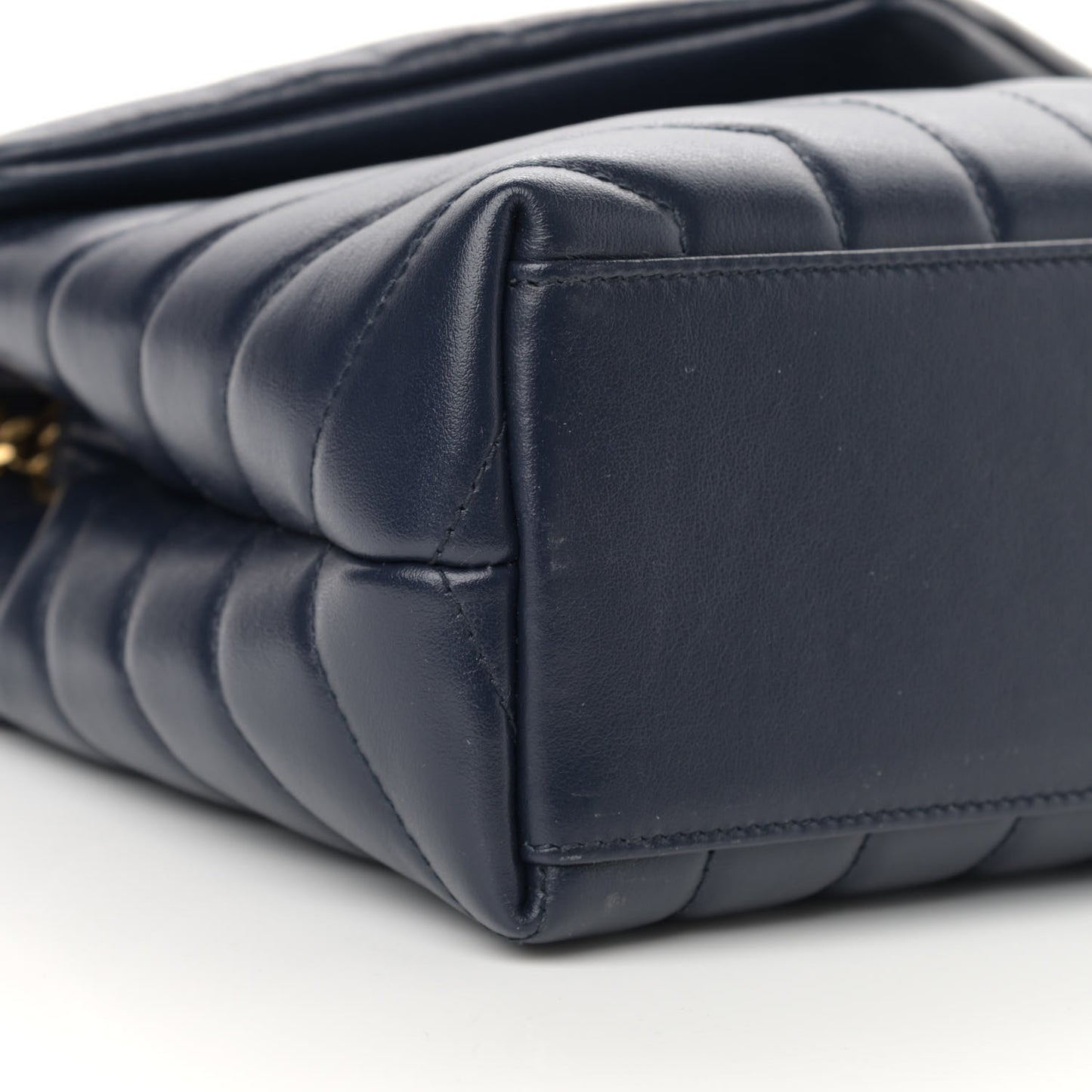 Calfskin Y Quilted Monogram Small Loulou Chain Satchel Denim Brut