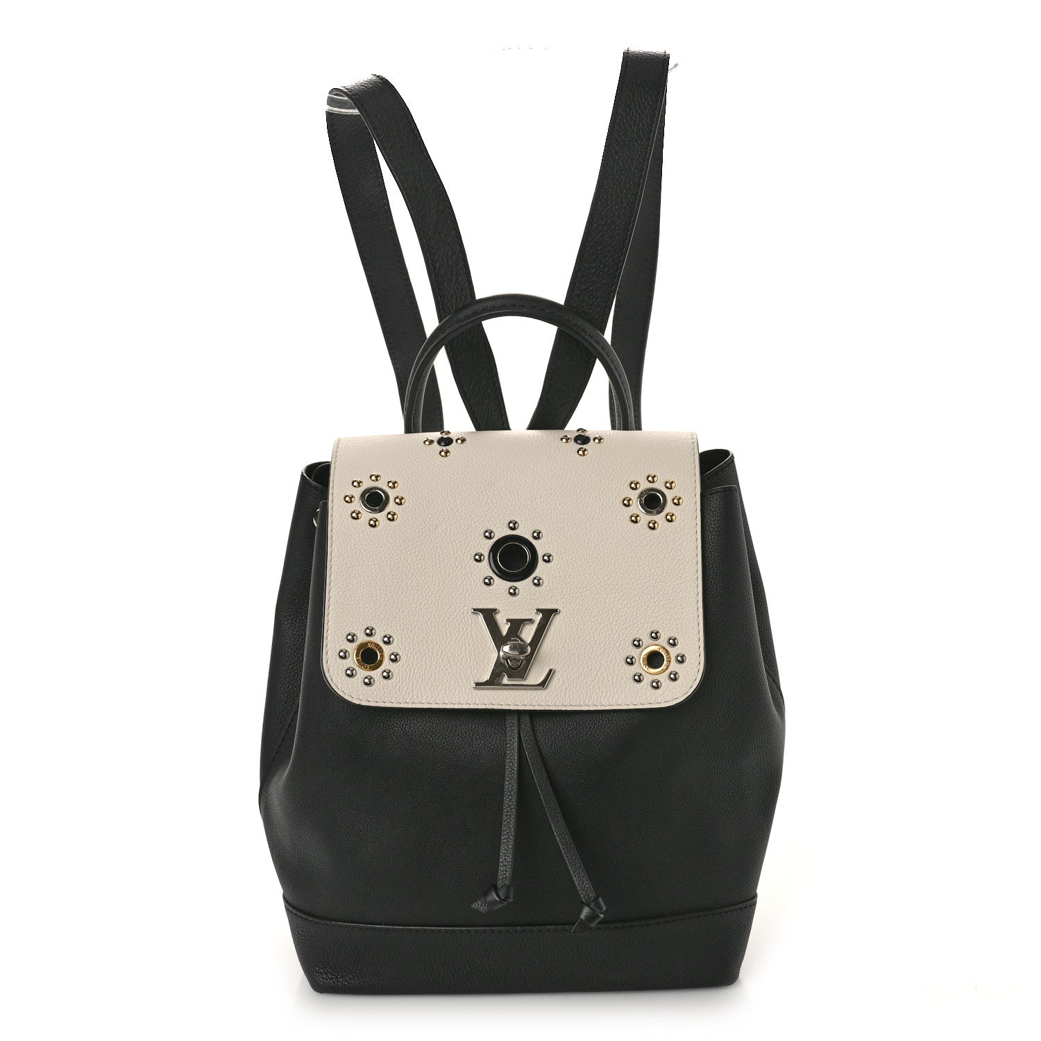 Louis Vuitton Calfskin Mechanical Flowers Lockme Backpack Black White 1 of 10