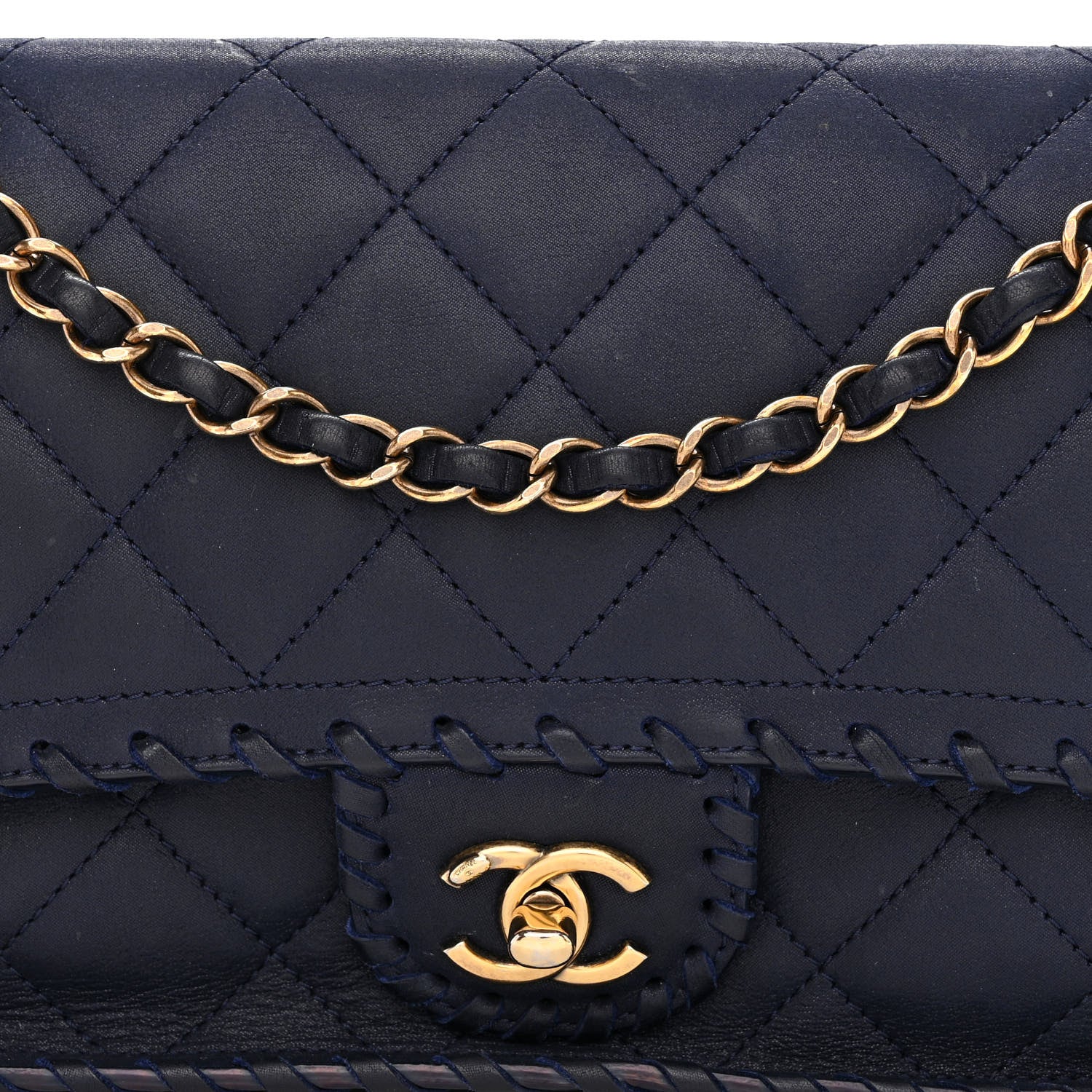 Chanel Iridescent Calfskin Small Happy Stitch Flap Navy 8 of 10