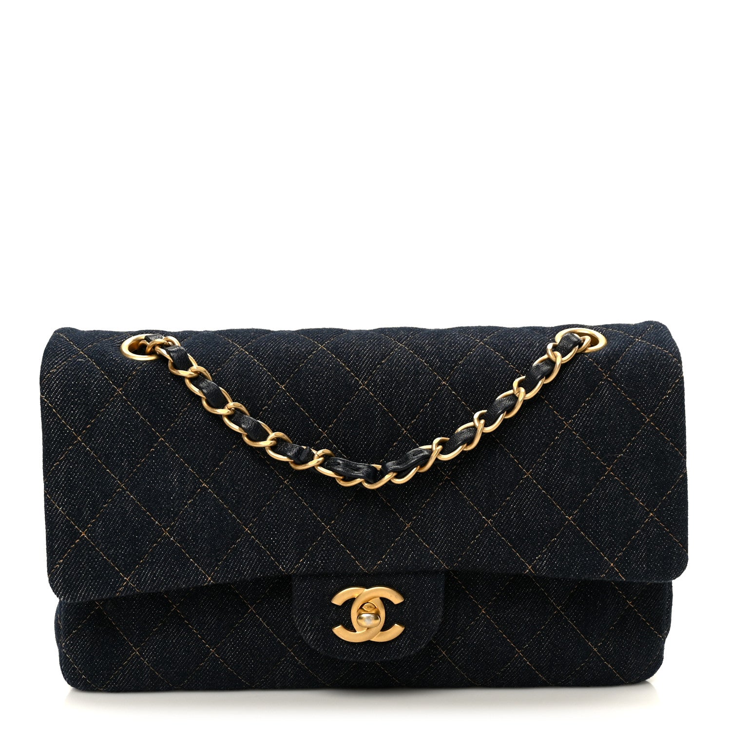Chanel Denim Quilted Medium Double Flap Dark Blue 1 of 11