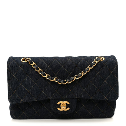 Chanel Denim Quilted Medium Double Flap Dark Blue 1 of 11