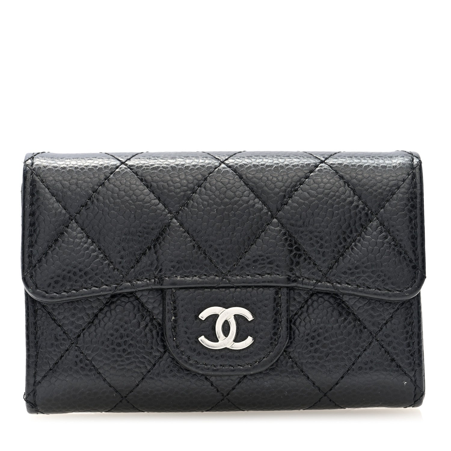 Chanel Caviar Quilted Flap Card Holder Wallet Black 1 of 8