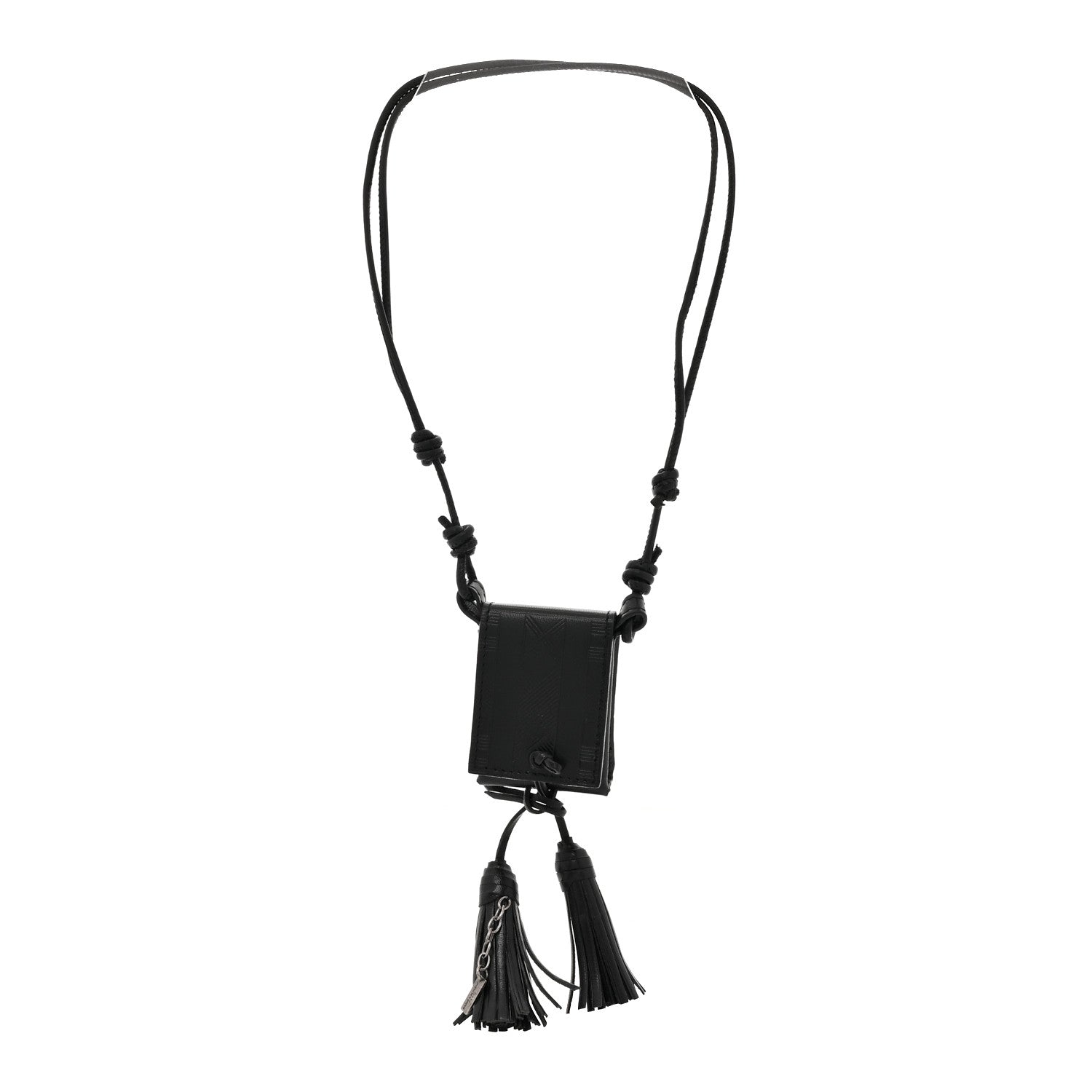 Saint Laurent Vegetable Tanned Calfskin Long Tassel Bag Necklace Black 3 of 5