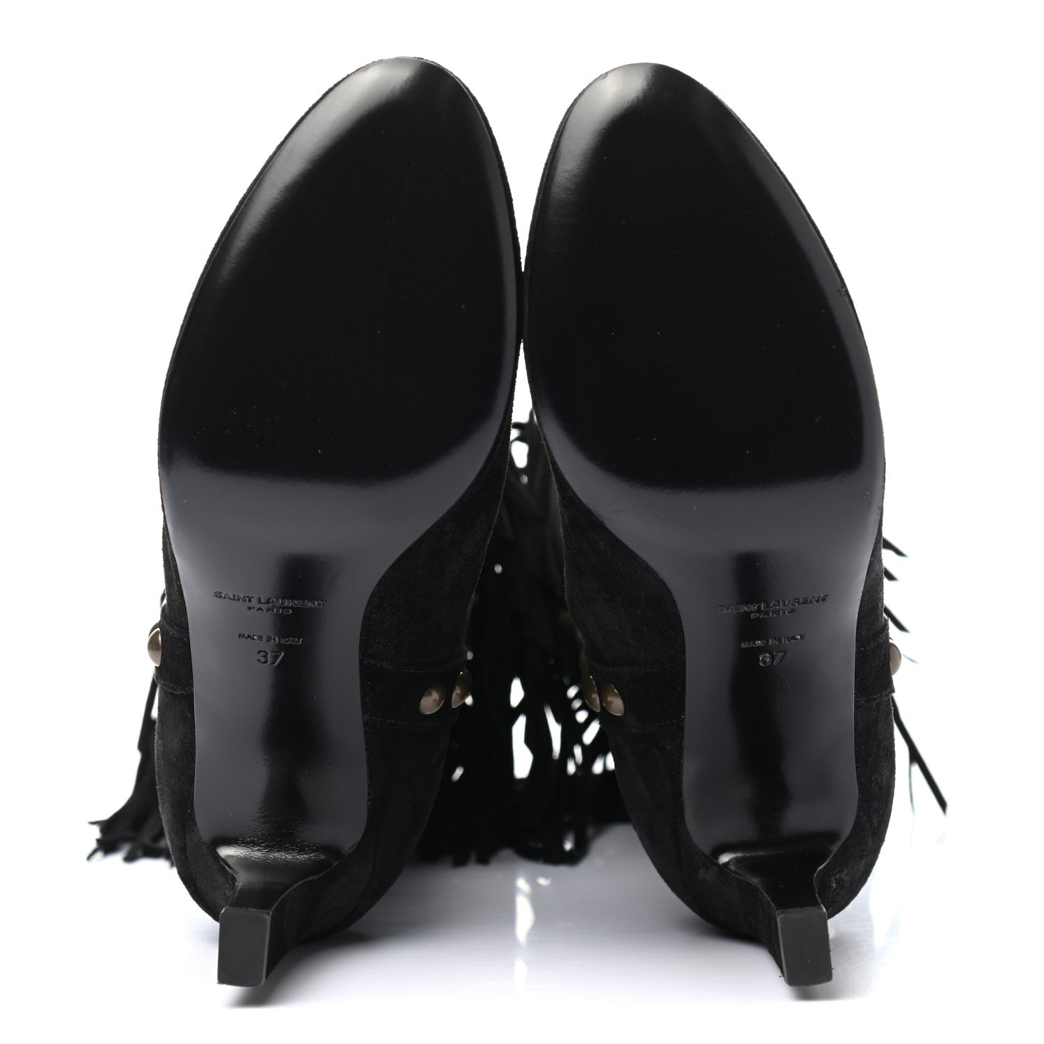 Saint Laurent Suede Fringe Otterproof Light Studded Grace 105 Boots 37 Black 5 of 9
