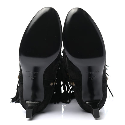Saint Laurent Suede Fringe Otterproof Light Studded Grace 105 Boots 37 Black 5 of 9
