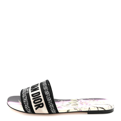 Christian Dior Canvas Pivoine Embroidered Dway Mules Slide Sandals 37 Off White Violet 1 of 9