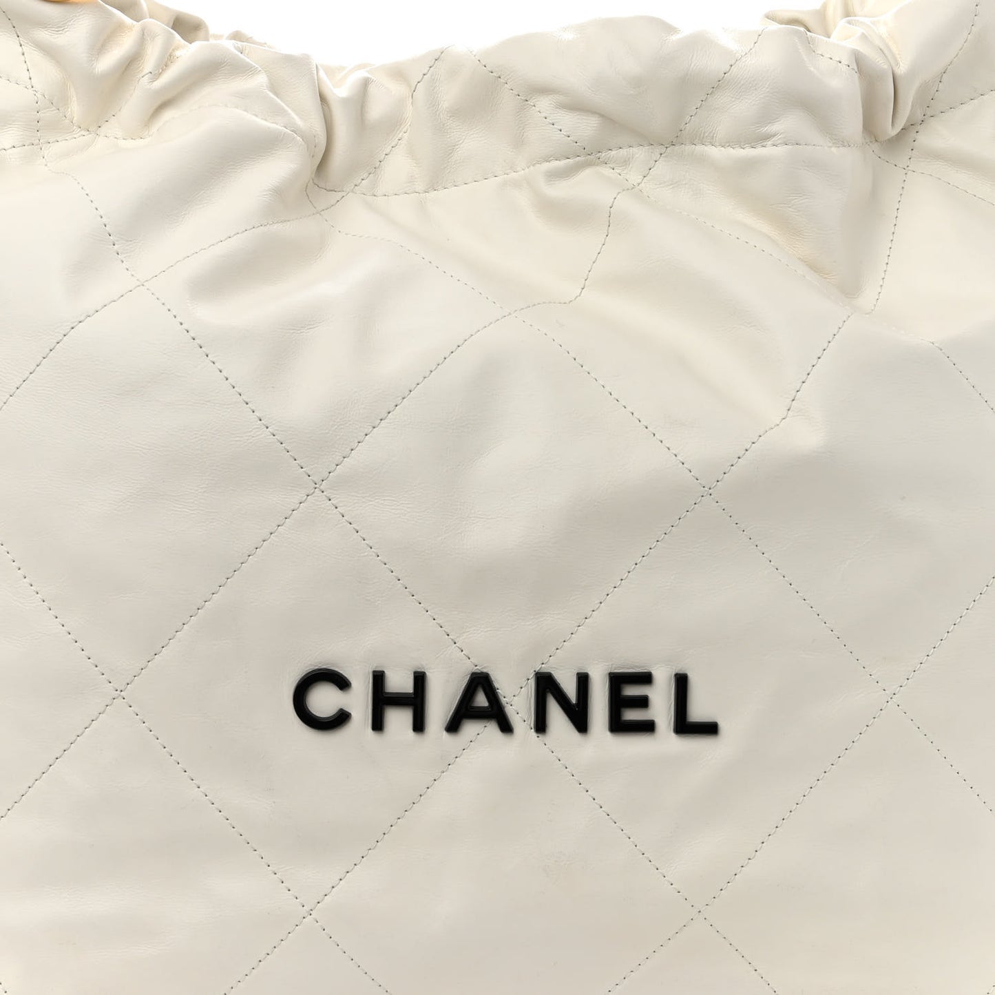 Shiny Calfskin Quilted Chanel 22 White Black