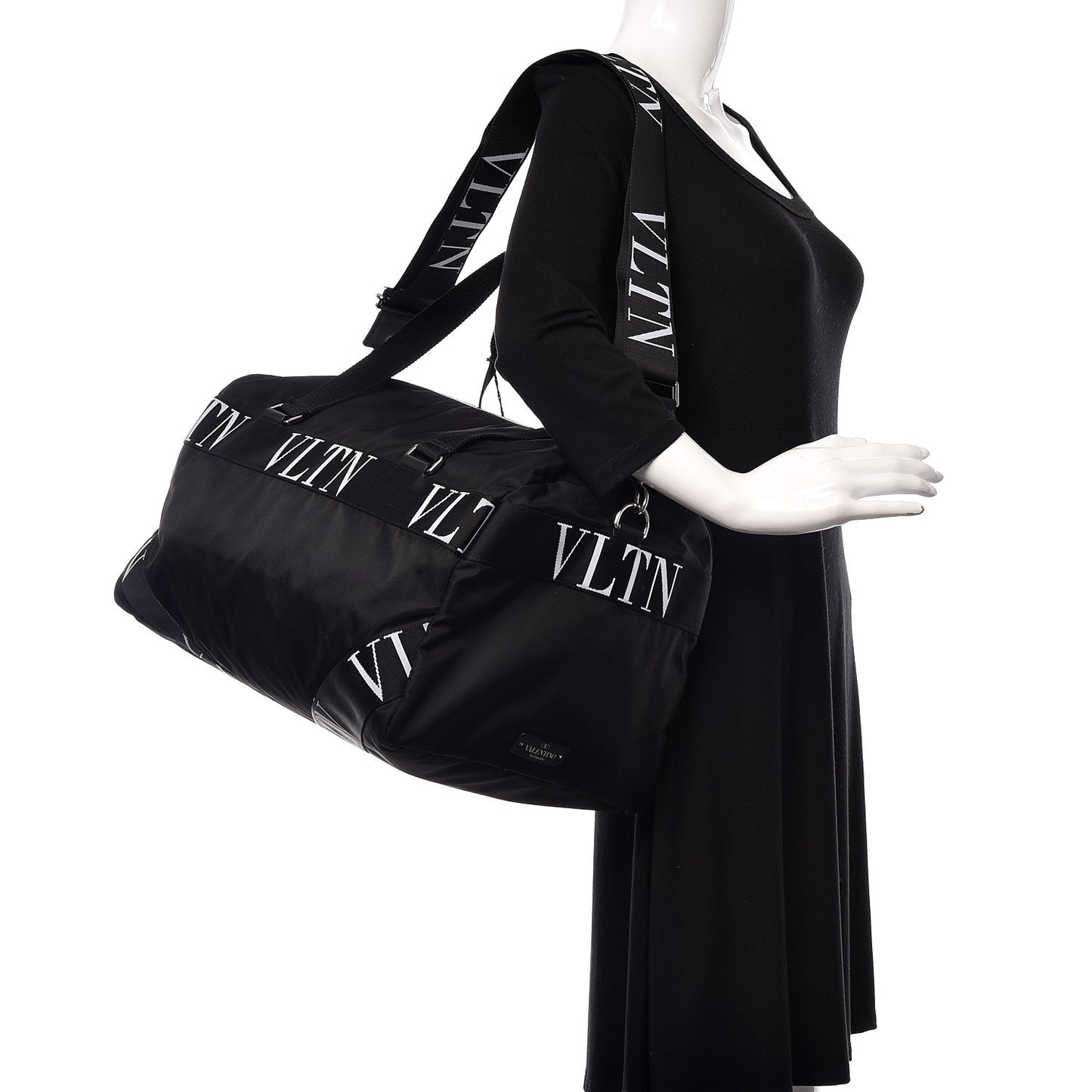 Nylon Ribbon VLTN Duffle Bag Black