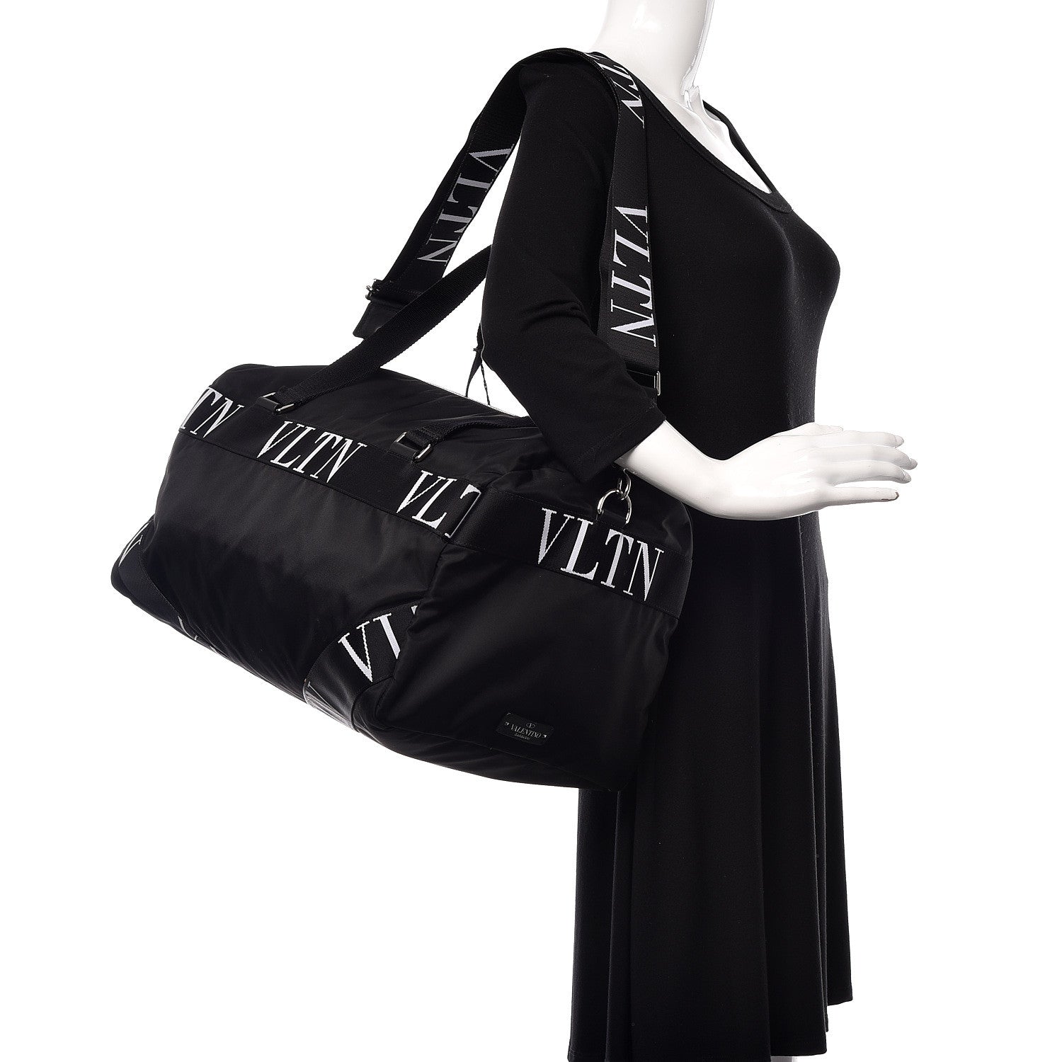 Valentino Garavani Nylon Ribbon VLTN Duffle Bag Black 2 of 9