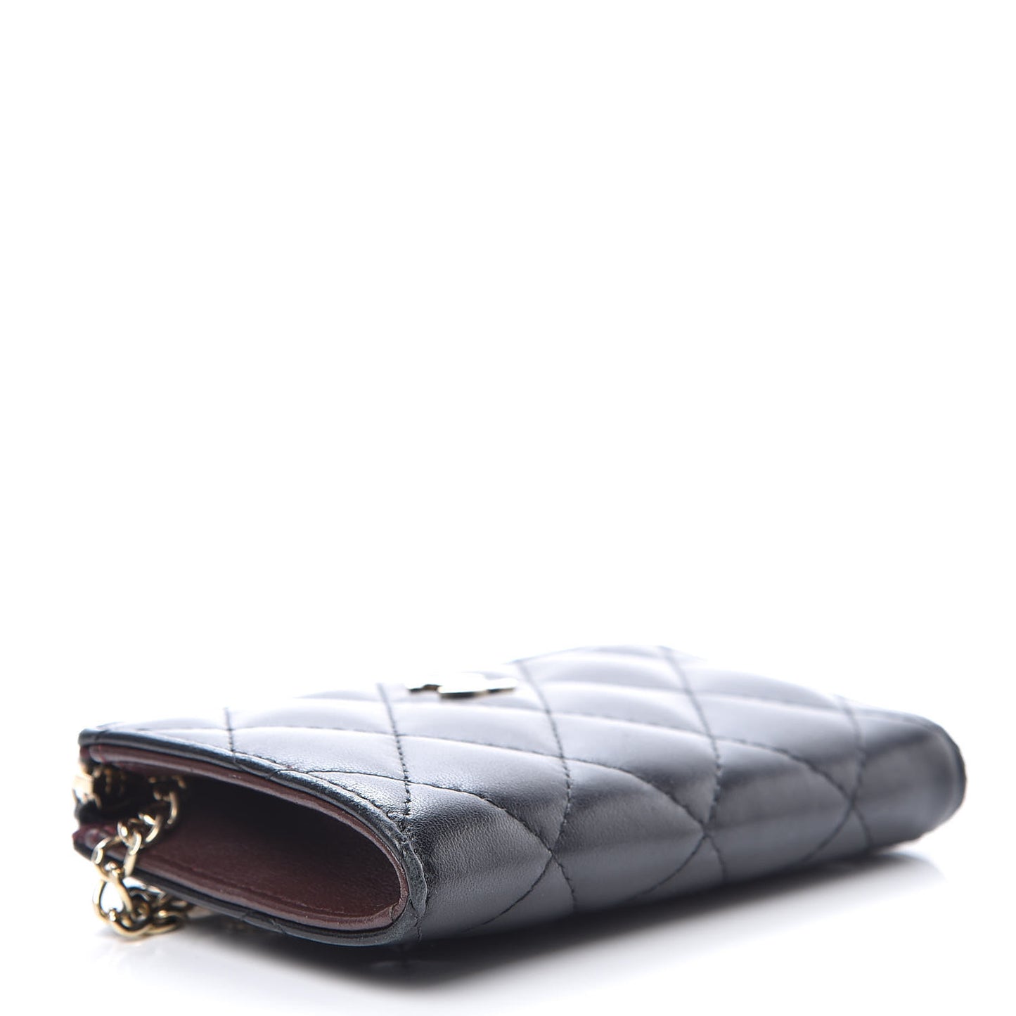 Lambskin Quilted Key Holder Case Black