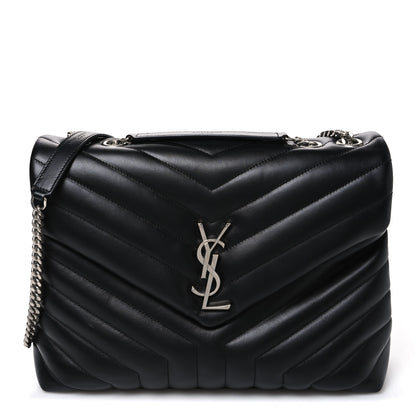 Saint Laurent Calfskin Y Quilted Monogram Medium Loulou Chain Satchel Black 1 of 10