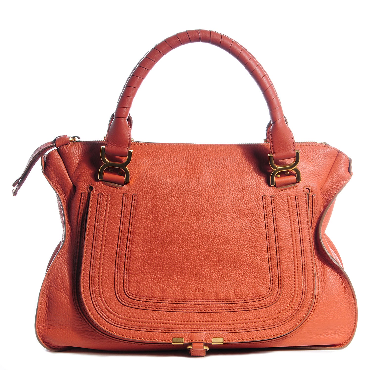 Chloe Calfskin Large Marcie Satchel Red Bush 1 of 12
