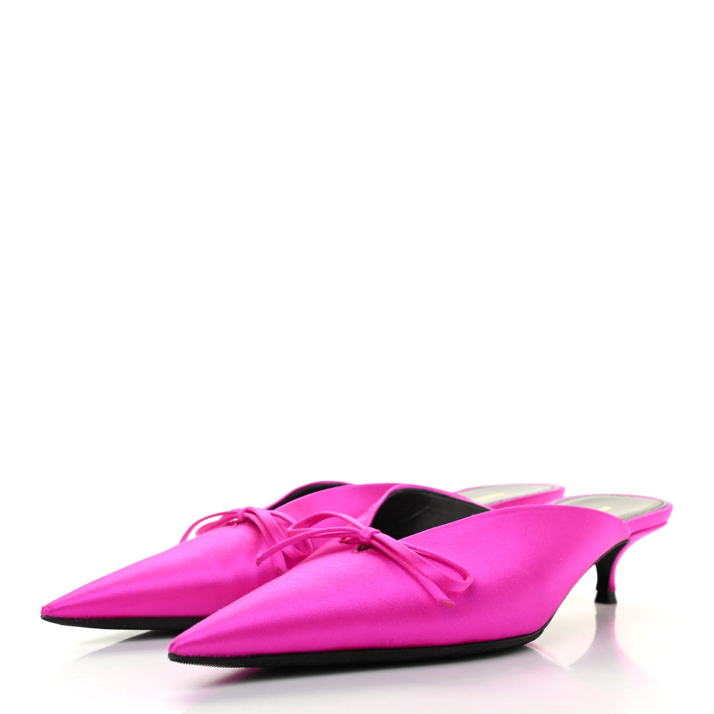 Satin Pointed Toe Knife 40mm Mules 38.5 Rose Fuchsia