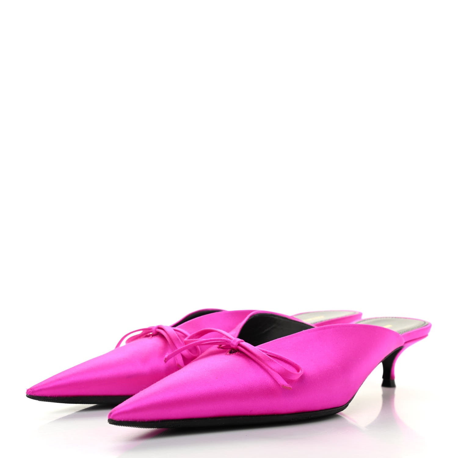 Balenciaga Satin Pointed Toe Knife 40mm Mules 38.5 Rose Fuchsia 3 of 11