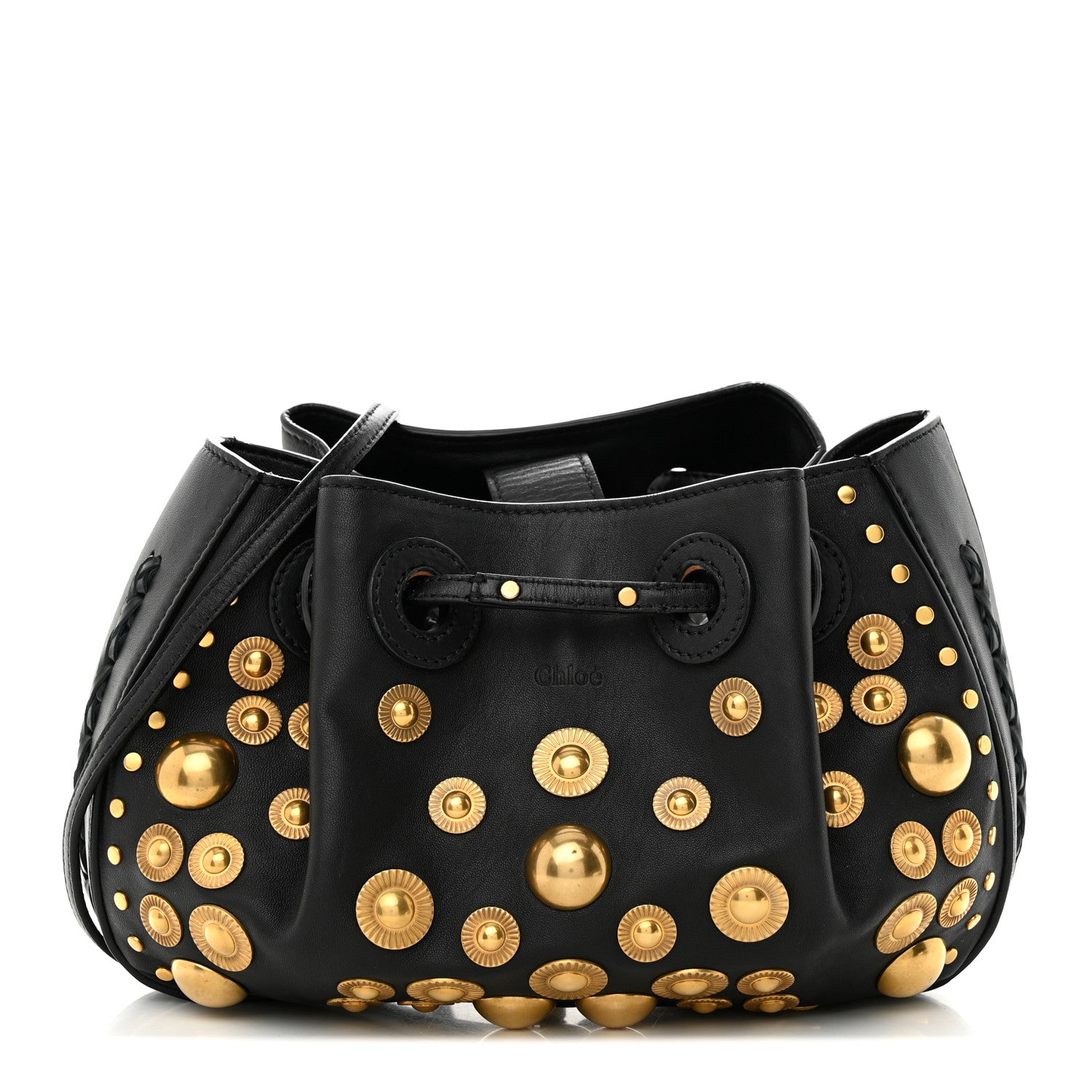 Chloe Lambskin Studded Small Inez Drawstring Bag Black 1 of 14