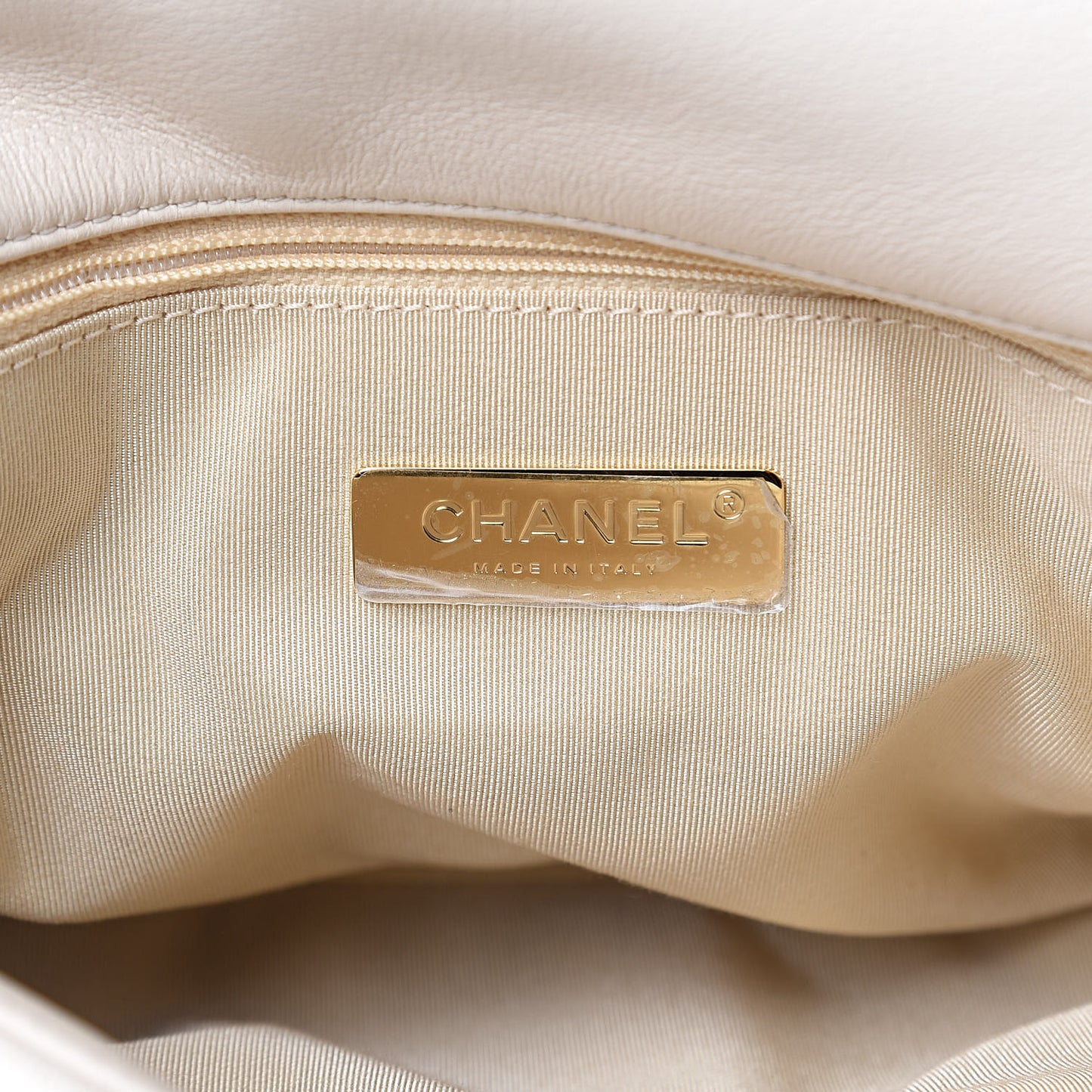 Lambskin Quilted Large 19 Flap Light Beige