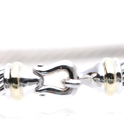 David Yurman Sterling Silver 18K Yellow Gold 5mm Cable Classic Buckle Bracelet 4 of 5