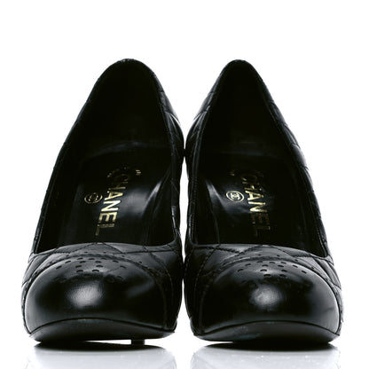 Chanel Lambskin Quilted Cap Toe Pumps 37 Black 2 of 6