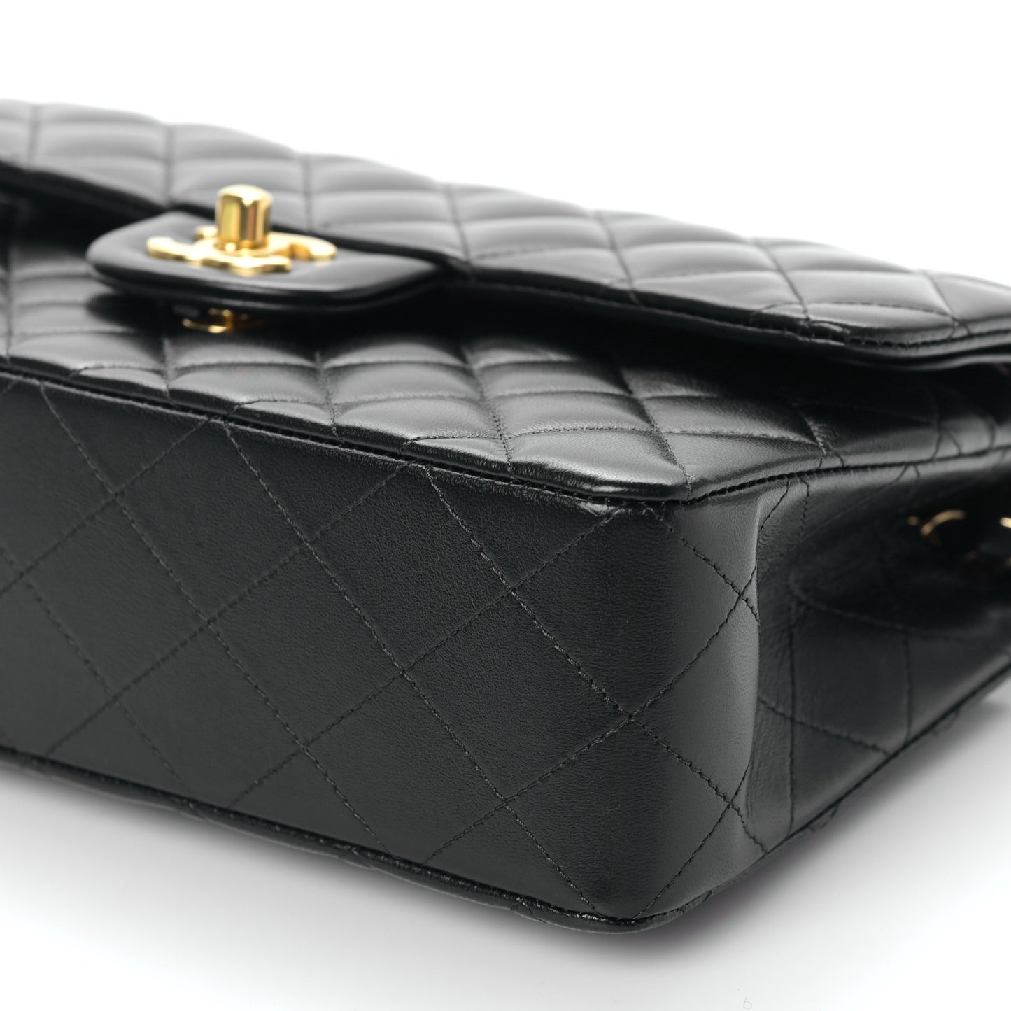 Lambskin Quilted Small Double Flap Black
