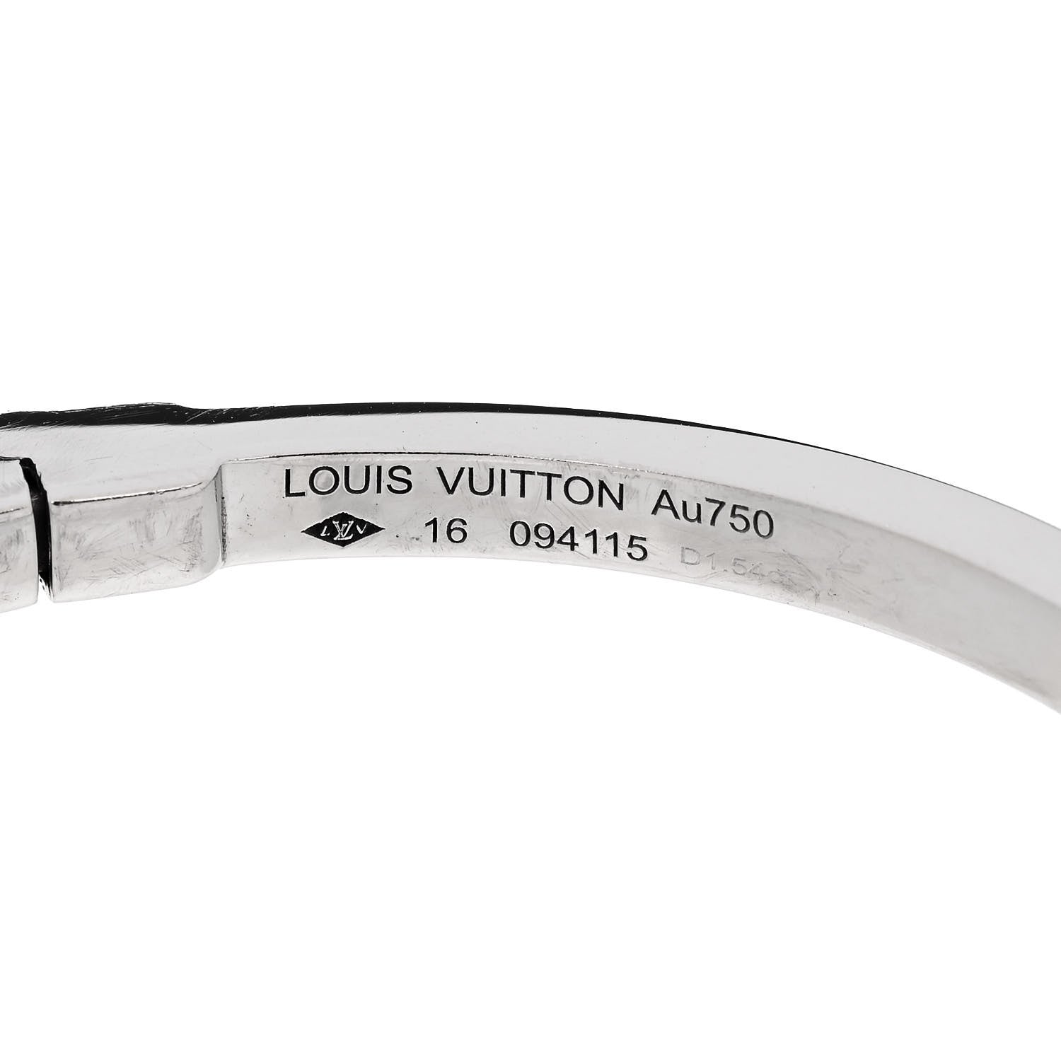 Louis Vuitton 18K White Gold Diamond Lockit Bangle Bracelet 16 3 of 6
