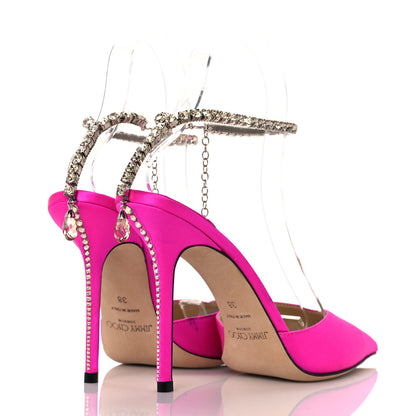 Jimmy Choo Satin Crystal Saeda 100 Pumps 38 Fuchsia 5 of 9