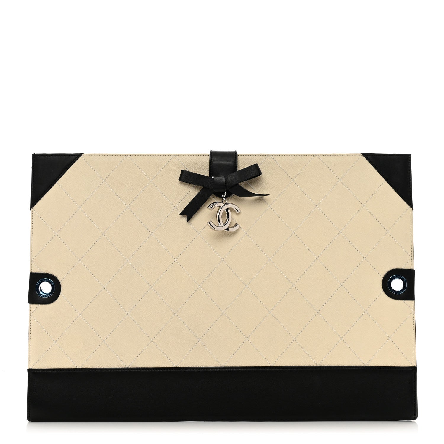 Chanel Caviar Stitched Bowtie Drawing Portfolio Dark White Black 1 of 9