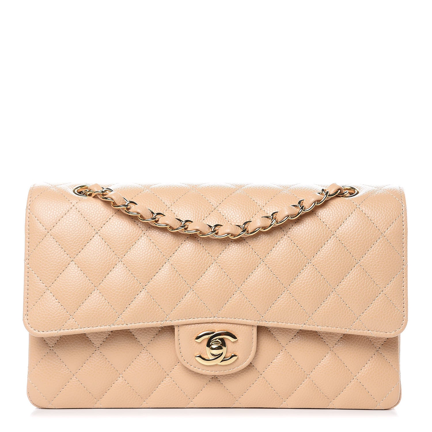 Chanel Caviar Quilted Medium Double Flap Beige 1 of 10