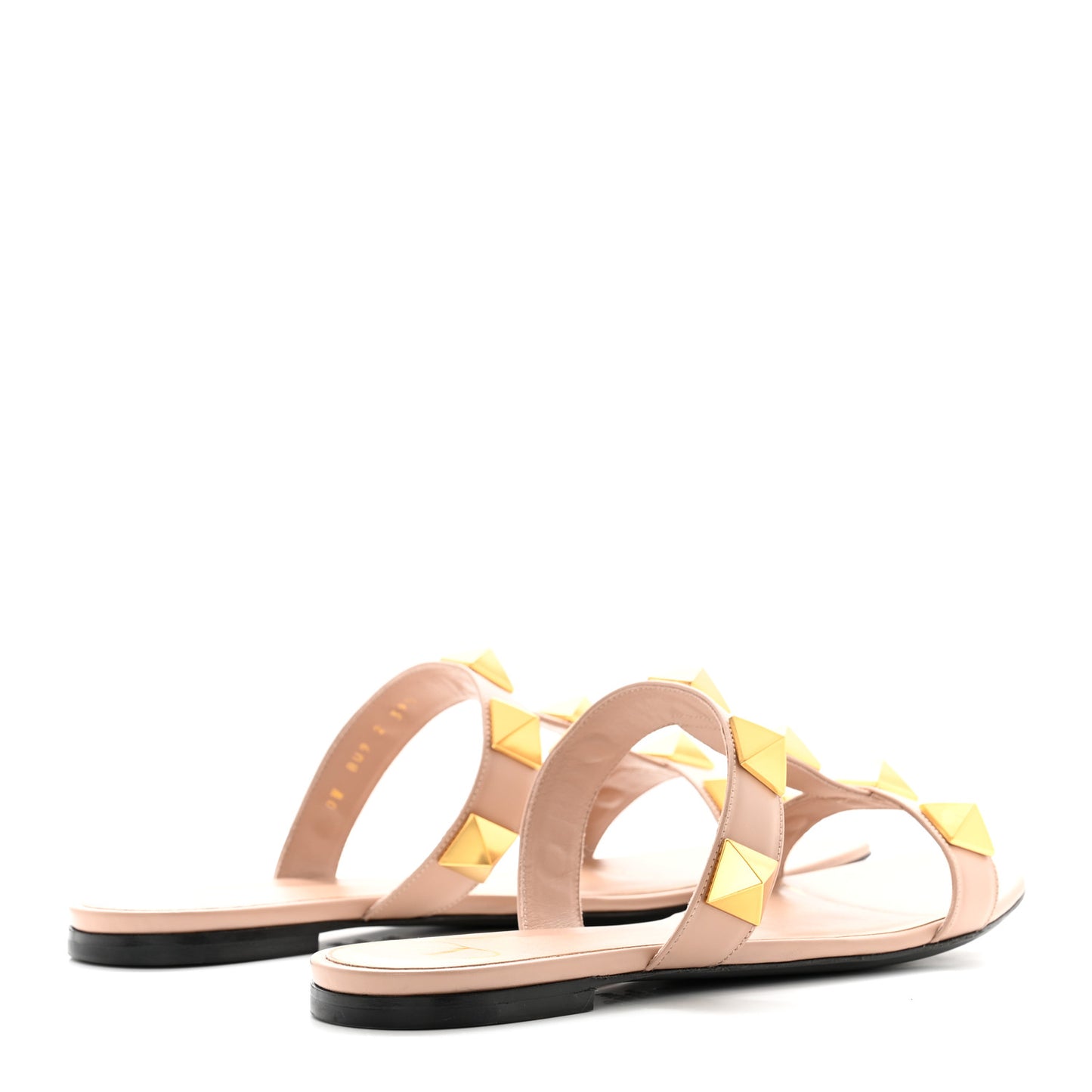 Calfskin Roman Stud Flat Slide Sandals 39.5 Rose Cannelle