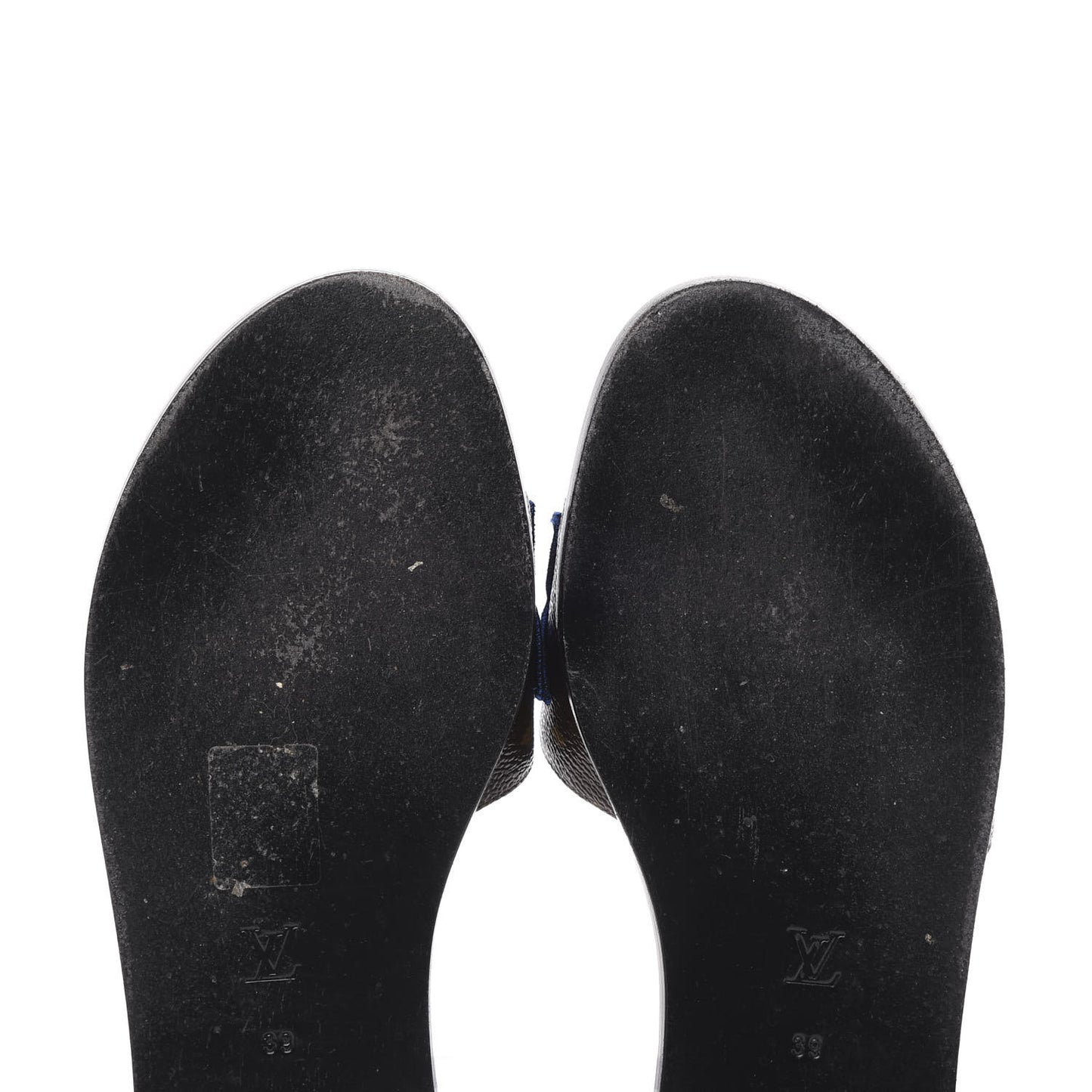 Patent Calfskin Monogram Black Heart Flat Mules 39 Cacao