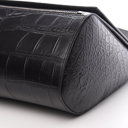Givenchy Calfskin Crocodile Embossed Medium Pandora Box Crossbody Bag Black 8 of 9