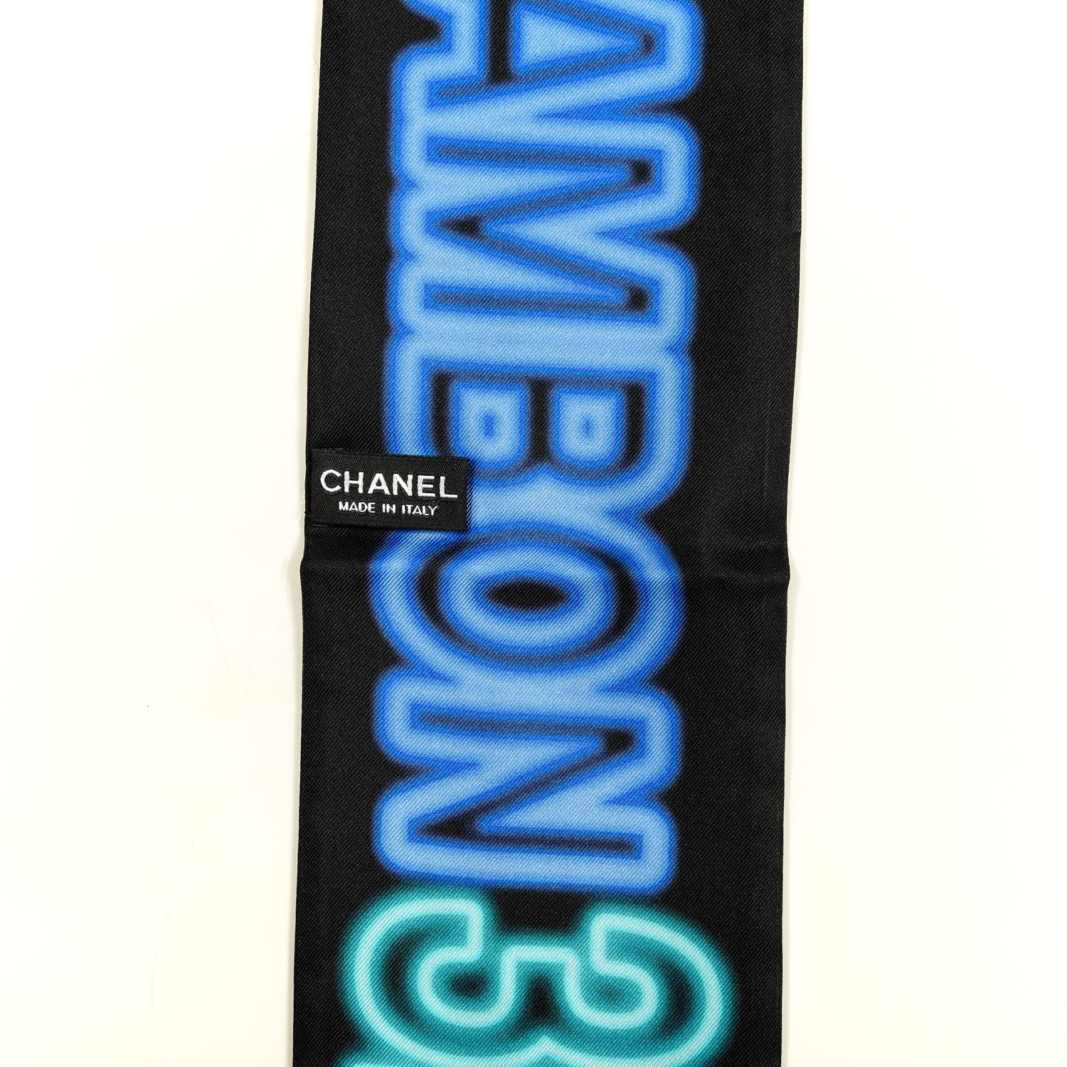 Chanel Silk Neon CC Bandeau Scarf Black Multicolor 3 of 3