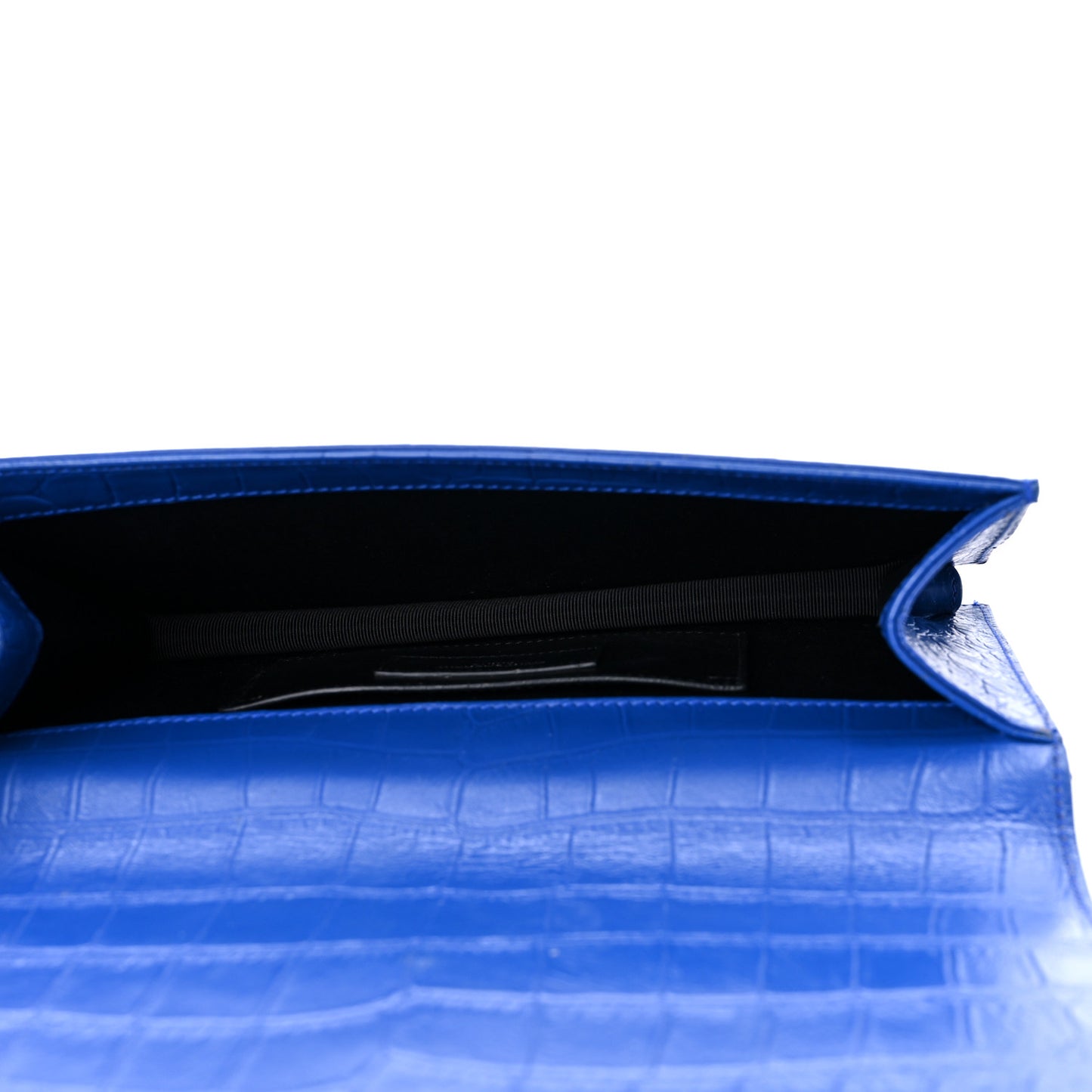 Calfskin Crocodile Embossed Classic Kate Monogram Clutch Royal Blue
