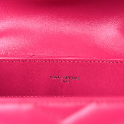 Saint Laurent Calfskin Y Quilted Monogram Small Loulou Chain Satchel Fresh Fuchsia 9 of 11