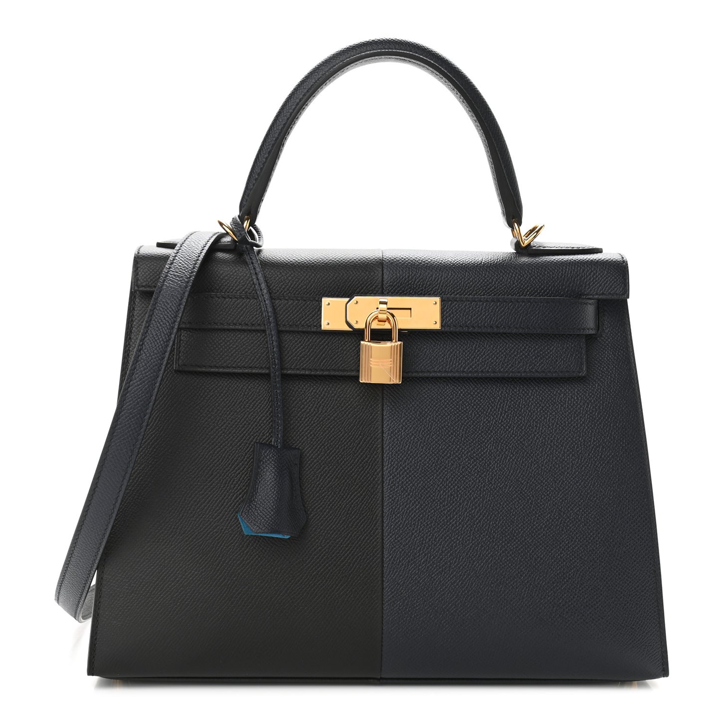 Epsom Casaque Kelly Sellier 28 Bleu Indigo Black Bleu Frida
