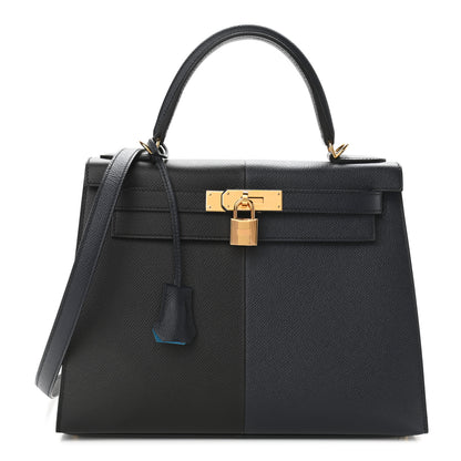 Hermes Epsom Casaque Kelly Sellier 28 Bleu Indigo Black Bleu Frida 1 of 11