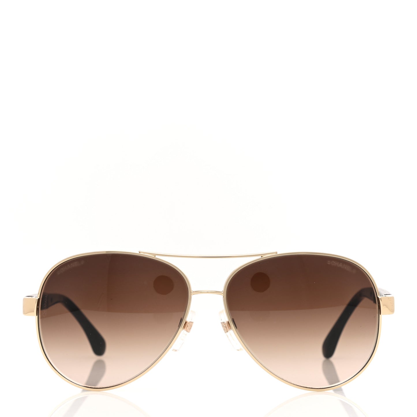 Lambskin Quilted CC Aviator Sunglasses 4195-Q Brown Gold