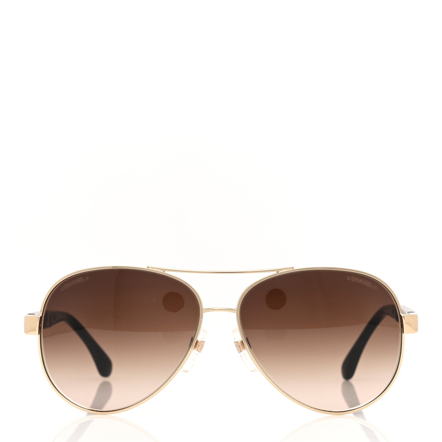 Chanel Lambskin Quilted CC Aviator Sunglasses 4195-Q Brown Gold 2 of 7