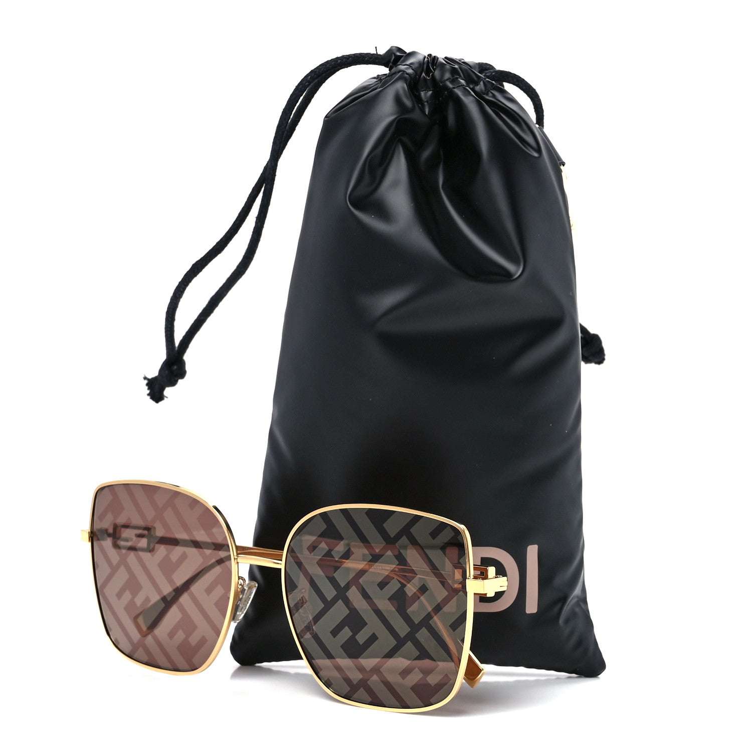 Fendi Metal Baguette Square Sunglasses FE40013U Gold Brown 7 of 7