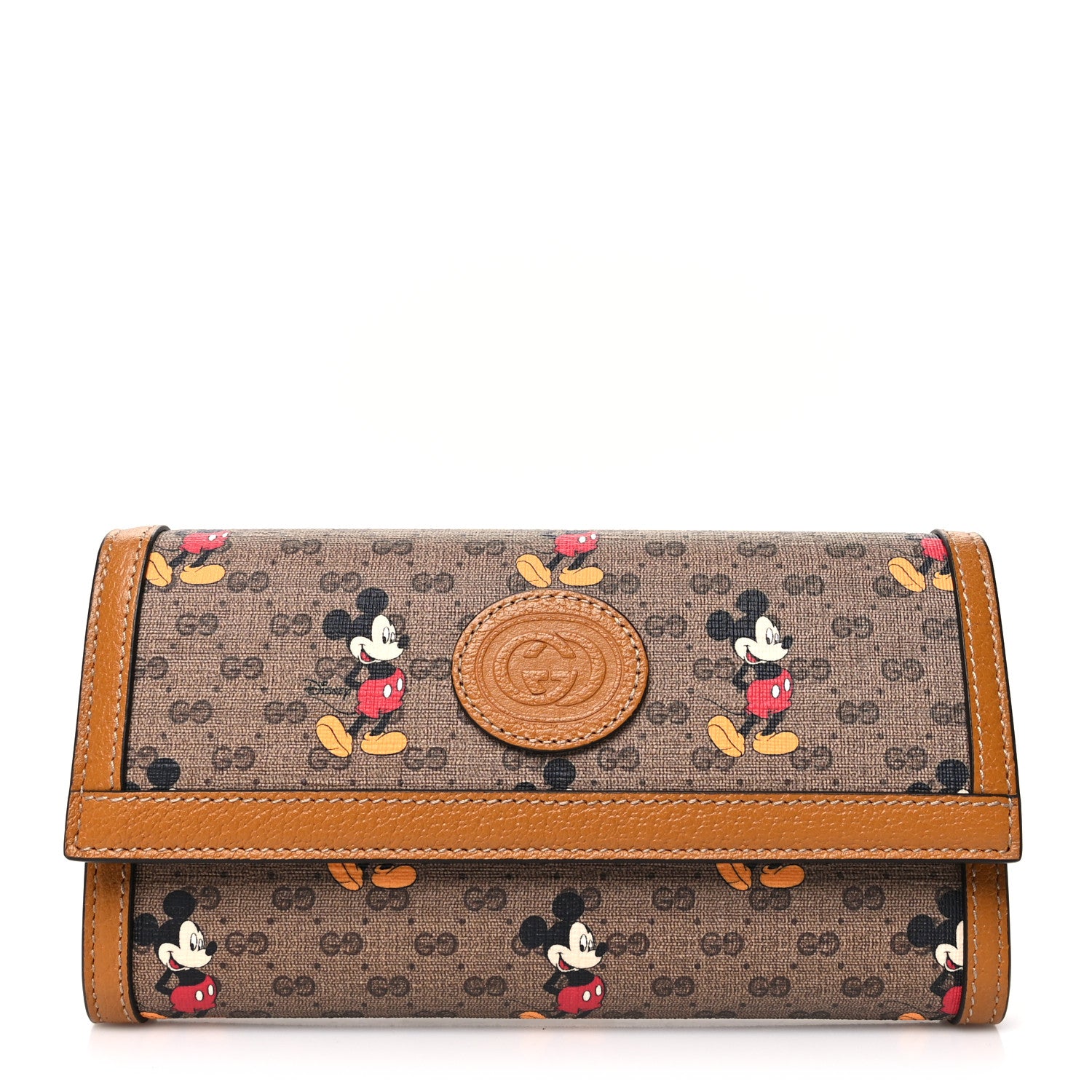 Gucci X DISNEY Mini Vintage GG Supreme Monogram Mickey Mouse Continental Wallet Beige Vintage Sun Oil 1 of 12