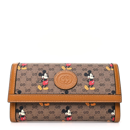 Gucci X DISNEY Mini Vintage GG Supreme Monogram Mickey Mouse Continental Wallet Beige Vintage Sun Oil 1 of 12