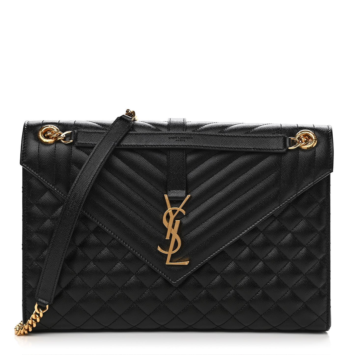 Grain De Poudre Textured Mixed Matelasse Large Triquilt Monogram Satchel Black