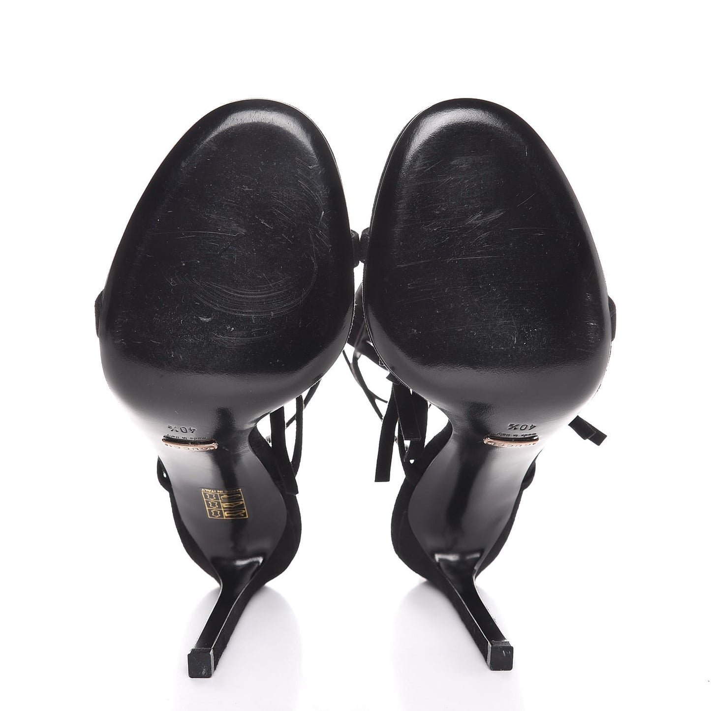 Suede Fringe Becky High Heel Sandals 40.5 Black