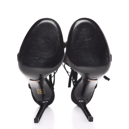Gucci Suede Fringe Becky High Heel Sandals 40.5 Black 7 of 10