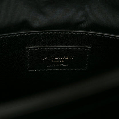 Saint Laurent Sheepskin Matelasse Chevron Monogram Monochrome Large College Satchel Black 8 of 10