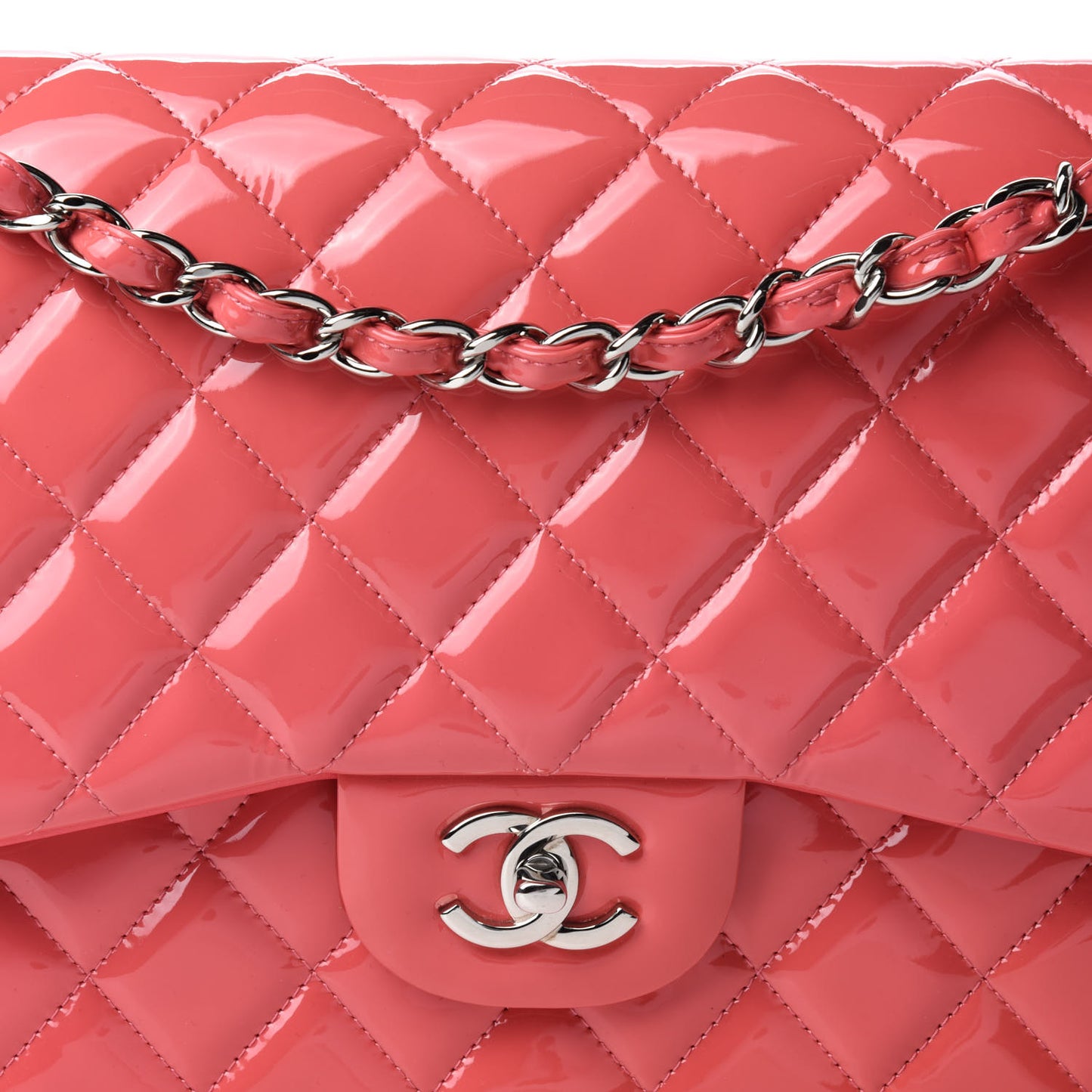 Patent Quilted Jumbo Double Flap Pink