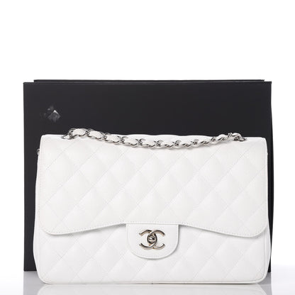 Chanel Caviar Quilted Jumbo Double Flap White 8 of 8