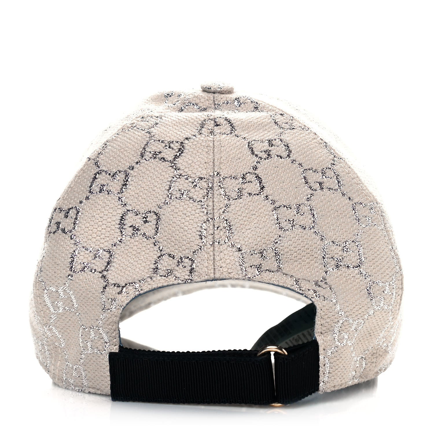 Gucci Canvas Lame GG Monogram Rush Baseball Hat L Gardenia Silver 5 of 7